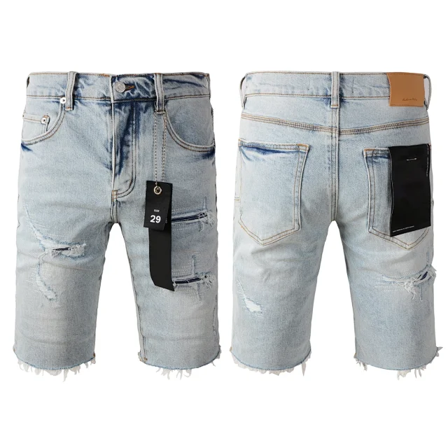 Unbranded Shorts Denim knee-length with distressed and paint-splatter details product detail image 5
