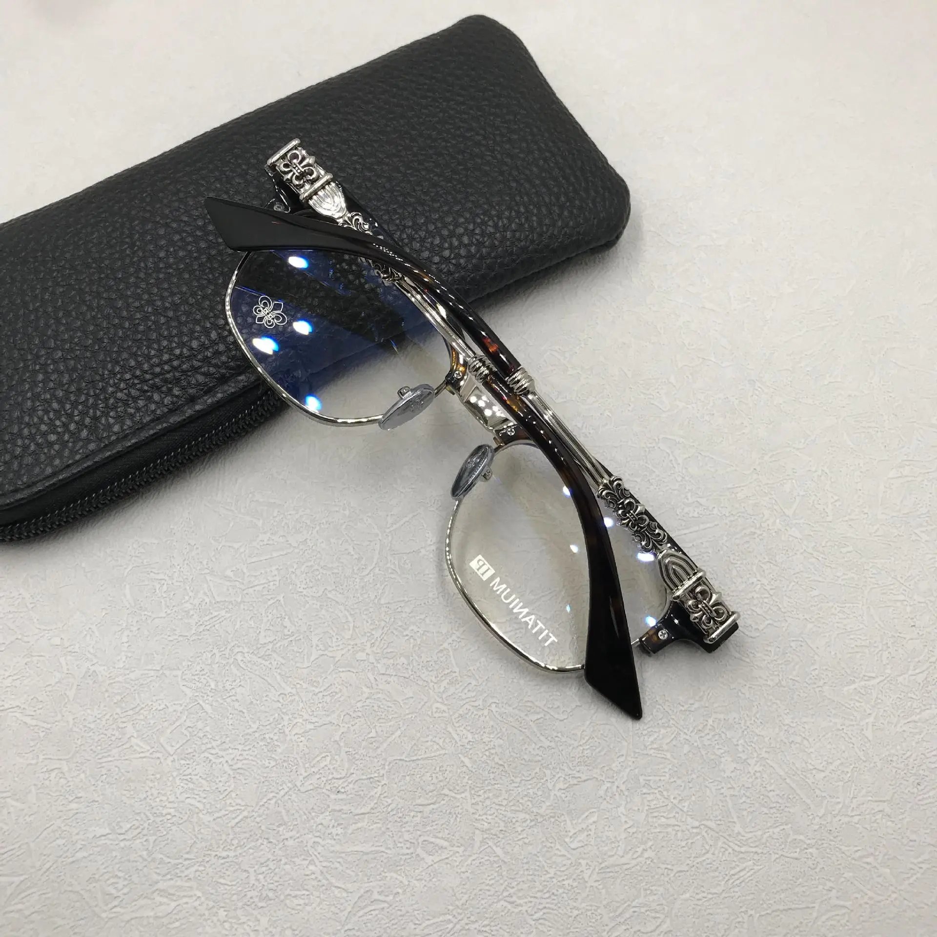 Chrome Hearts Optical Glasses Black Blue Titanium Frame Eyewear - 18