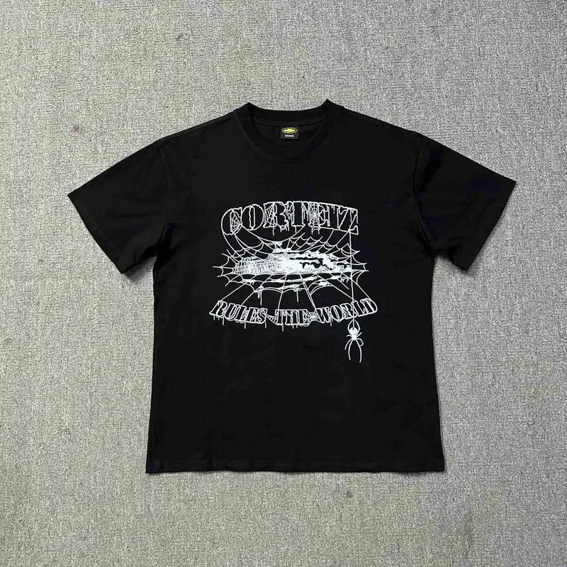 Corteiz White CRTZ Gothic Logo Cotton T-Shirt