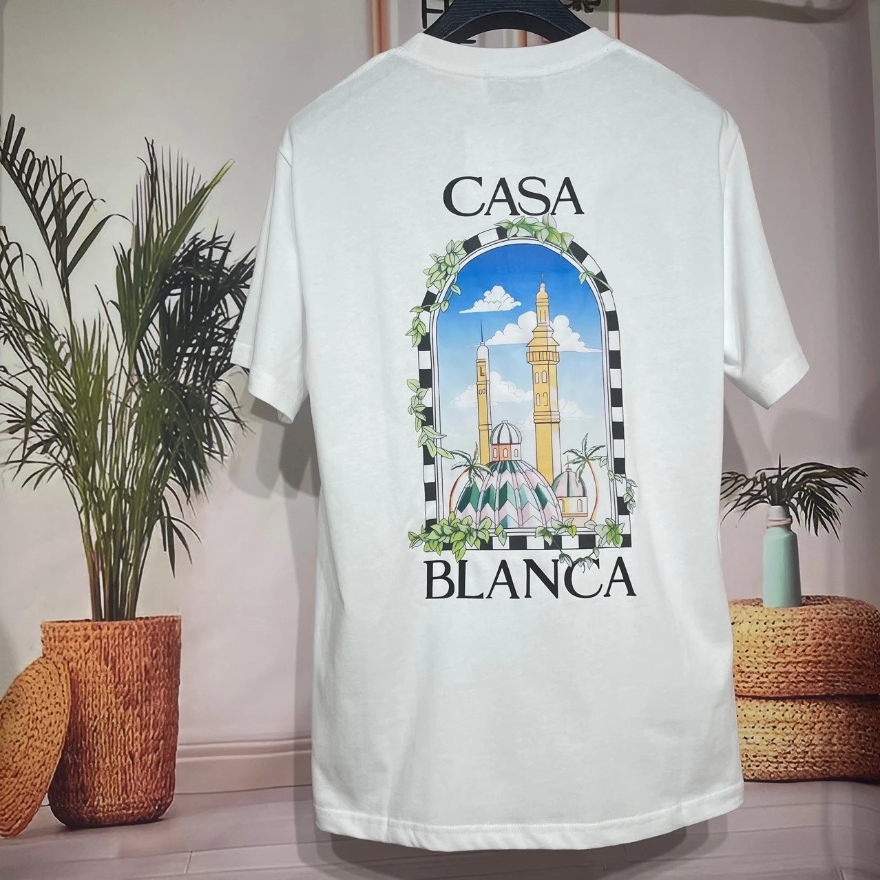 Casablanca White Cotton Arch Graphic Back T-Shirt