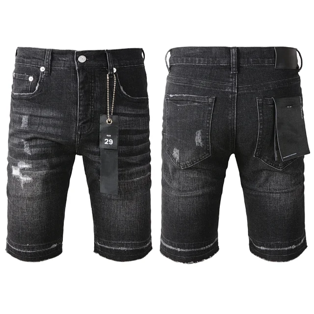 Unbranded Shorts Denim knee-length with distressed and paint-splatter details product detail image 16