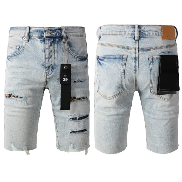 Design Tie-Dye Bleach Wash Denim Shorts White - 7