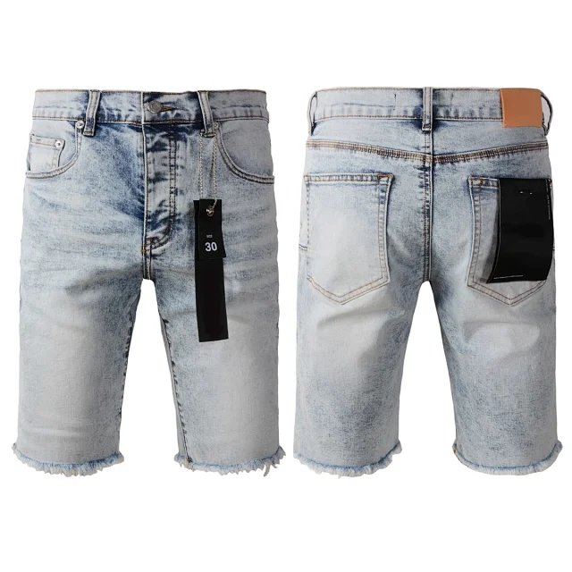 Unbranded Shorts Denim knee-length with distressed and paint-splatter details product detail image 14