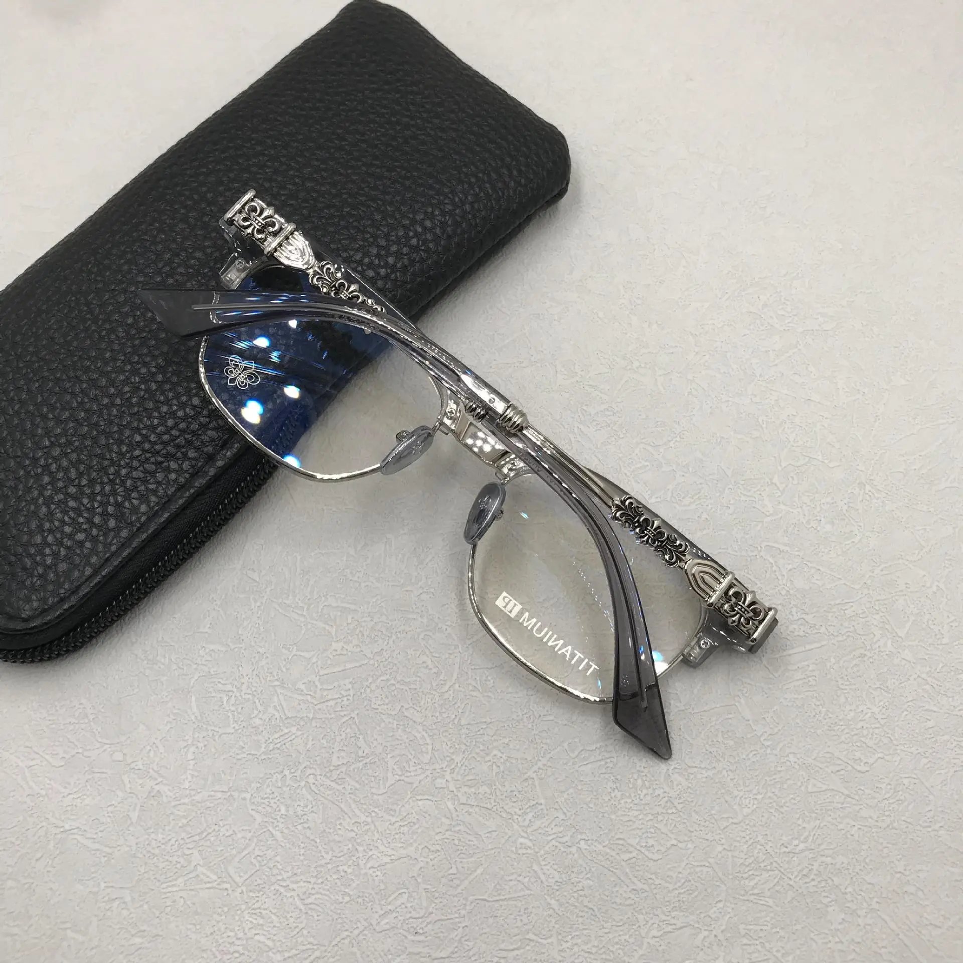 Chrome Hearts Optical Glasses Black Blue Titanium Frame Eyewear - 25