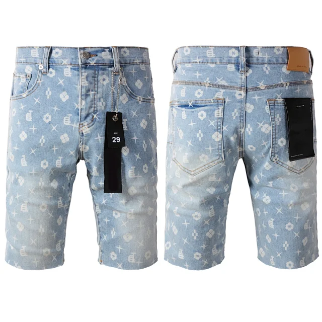Unbranded Shorts Denim knee-length with distressed and paint-splatter details product detail image 4