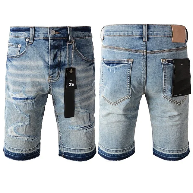 Unbranded Shorts Denim knee-length with distressed and paint-splatter details product detail image 12