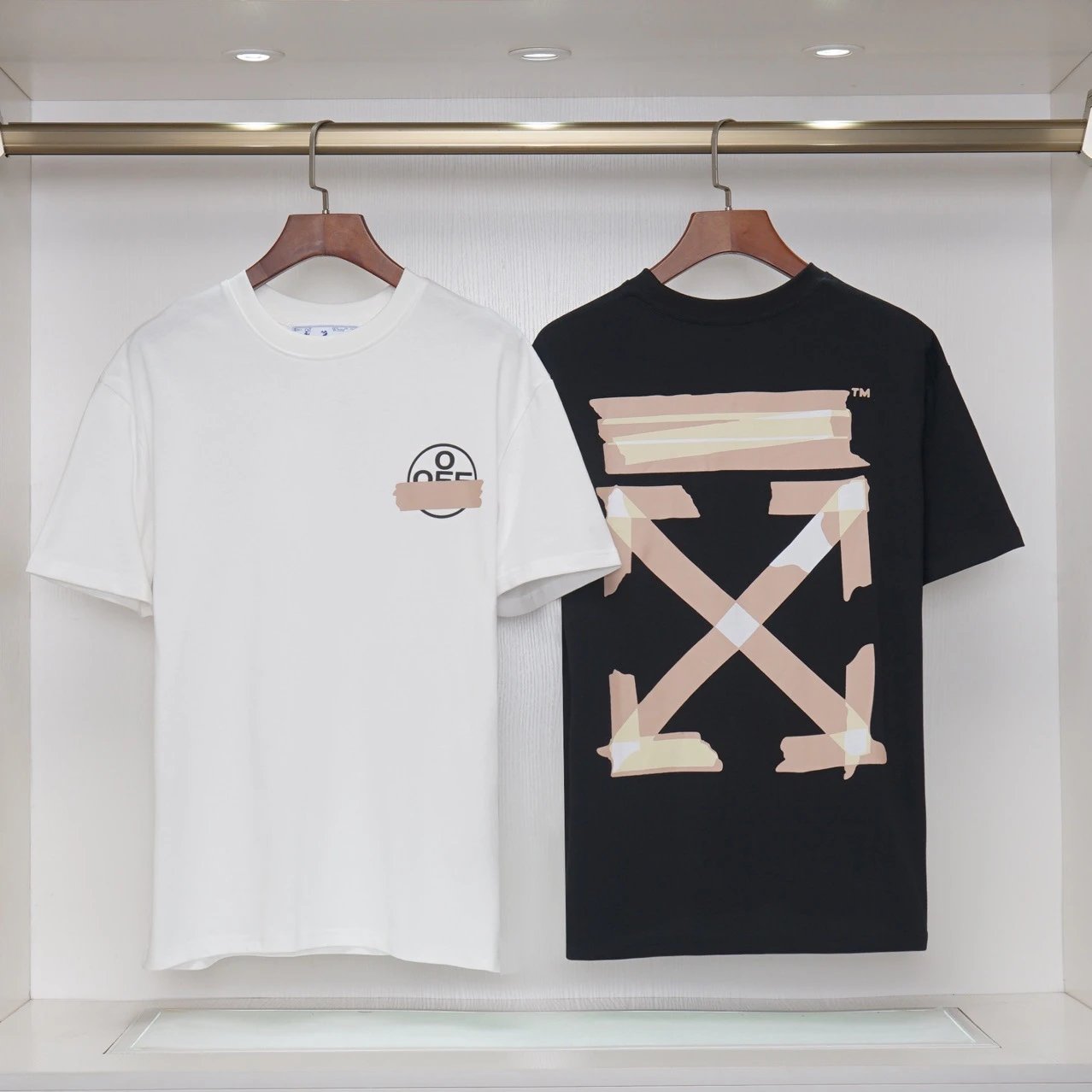 Off-White Black White Tape Arrow Cotton T-Shirt Set