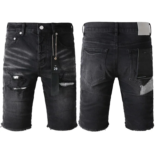 Unbranded Shorts Denim knee-length with distressed and paint-splatter details product detail image 9