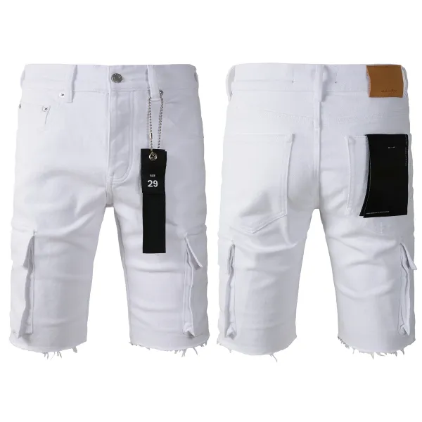 Design Tie-Dye Bleach Wash Denim Shorts White - 3