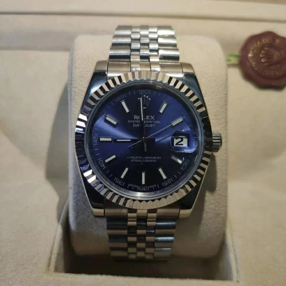 Steel Bracelet Blue Dial (Baton Markers)