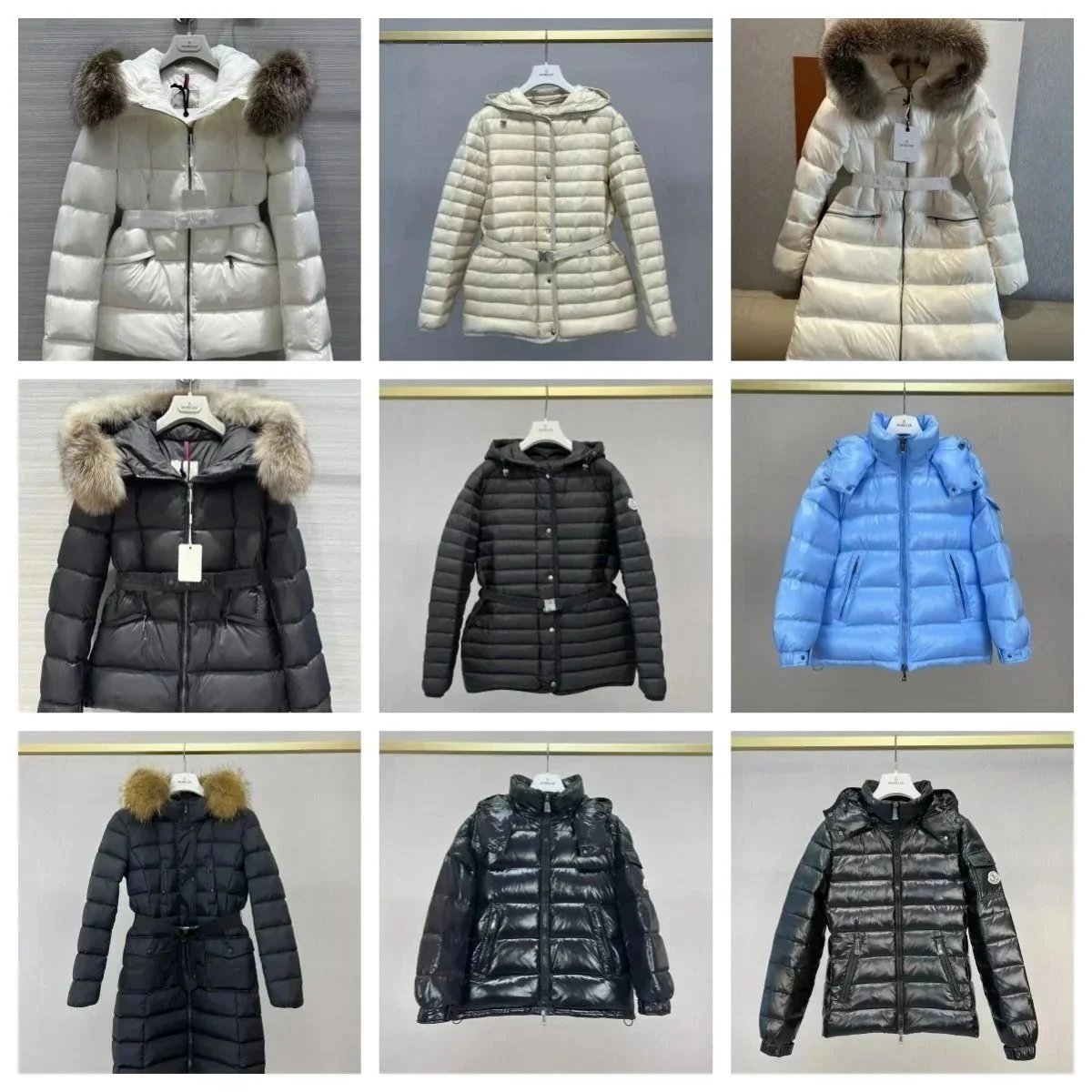 Moncler Women's Puffer Jackets with Fur Hoods and Belts