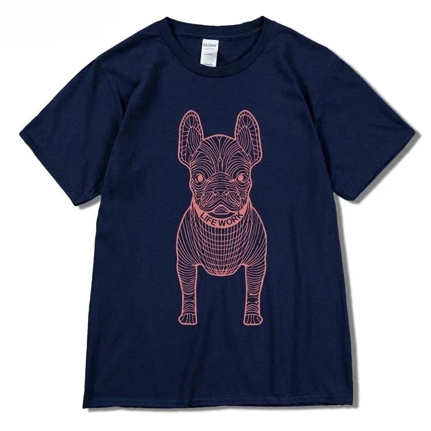 Navy blue with red lettering