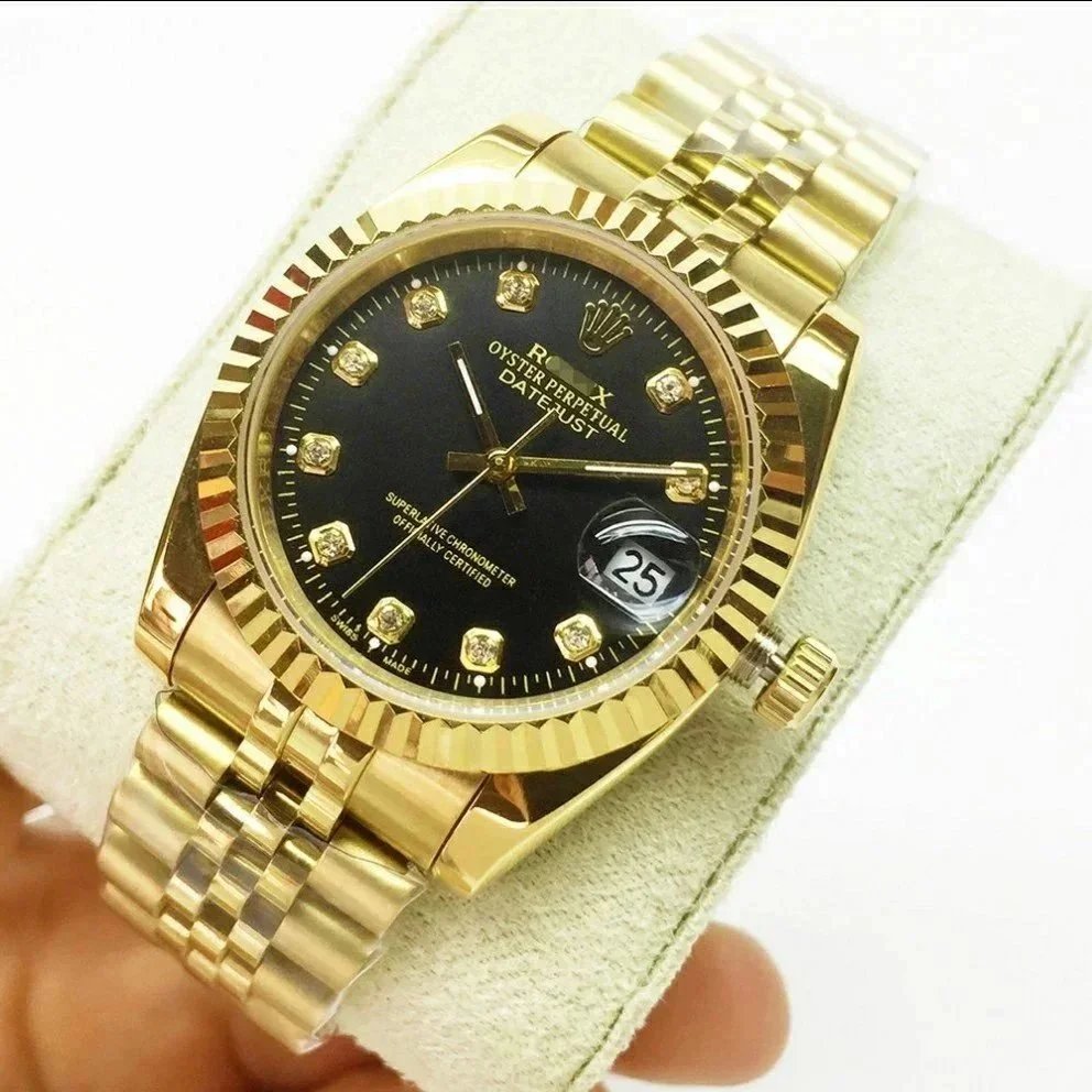 Gold Bracelet Black Dial