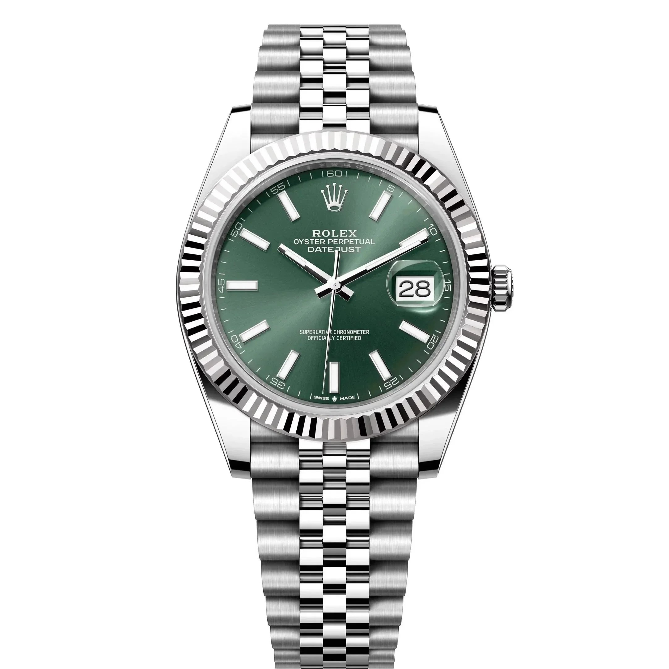 Steel Bracelet Green Dial (Baton Markers)