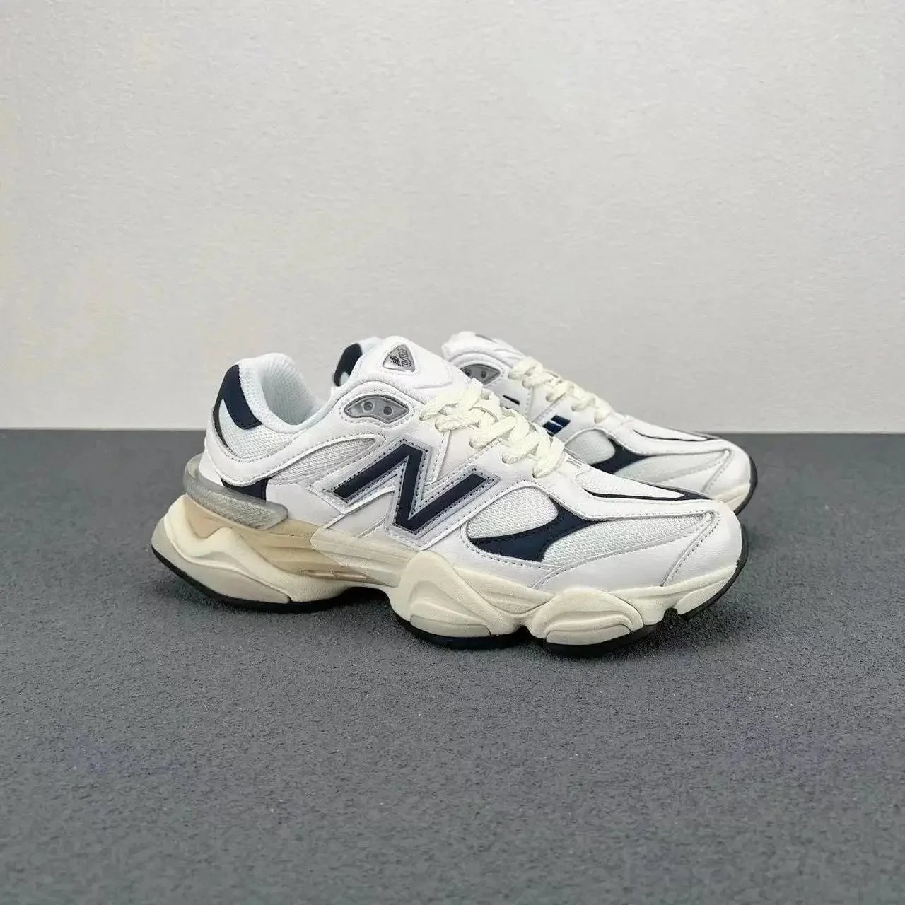 White and blue, runs one size small.