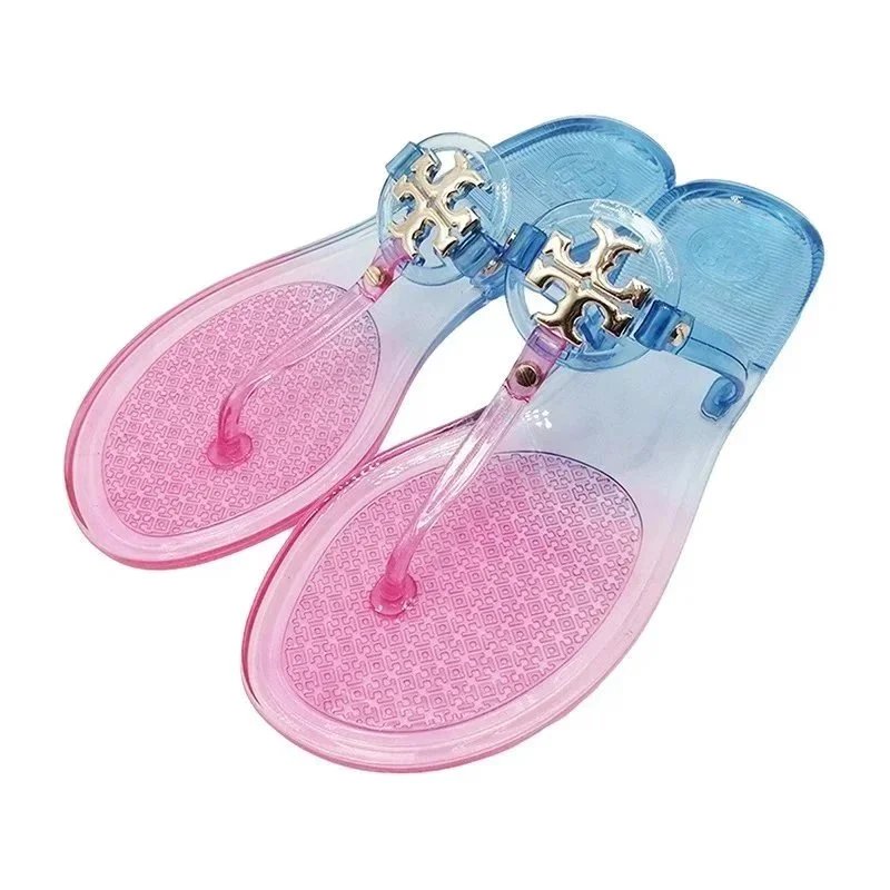 Tory Burch Slippers Rhinestone-Embellished Medallion Thong — Gradient-TB Small Buckle