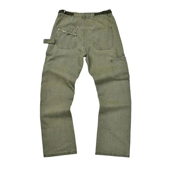 Gallery Dept. Distressed Utility Jeans Olive & Denim - 2