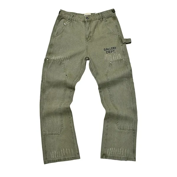 Gallery Dept. Distressed Utility Jeans Olive & Denim - 3