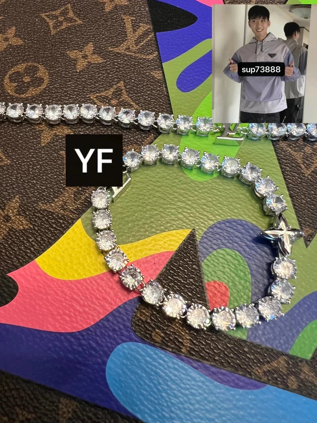 Louis Vuitton Crystal tennis bracelet with flower charm product photo 1