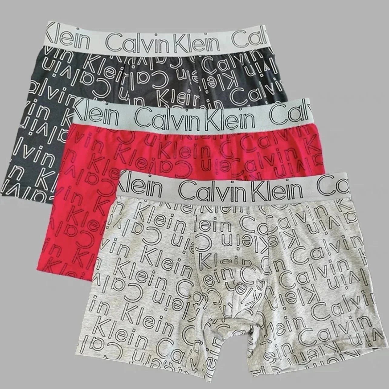 Calvin Klein Underwear Men's Logo-Print Boxer Briefs, 3-Pack — Gift box set [Black, Red, Light Gray]