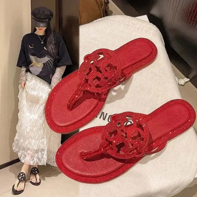 Tory Burch Slippers Rhinestone-Embellished Medallion Thong product detail image 2