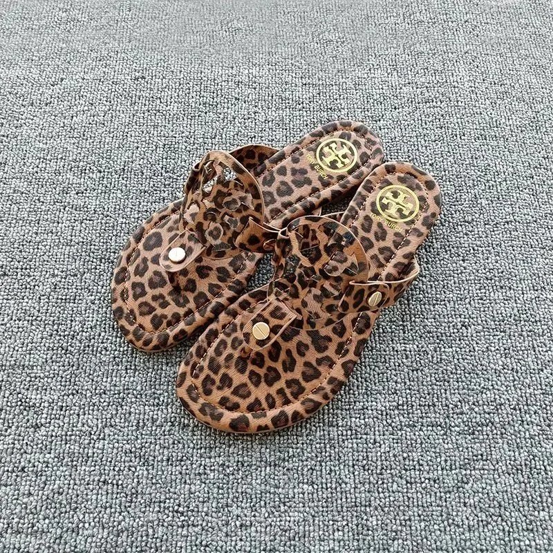 Tory Burch Slippers Rhinestone-Embellished Medallion Thong — Brown Leopard Print – TB Leather
