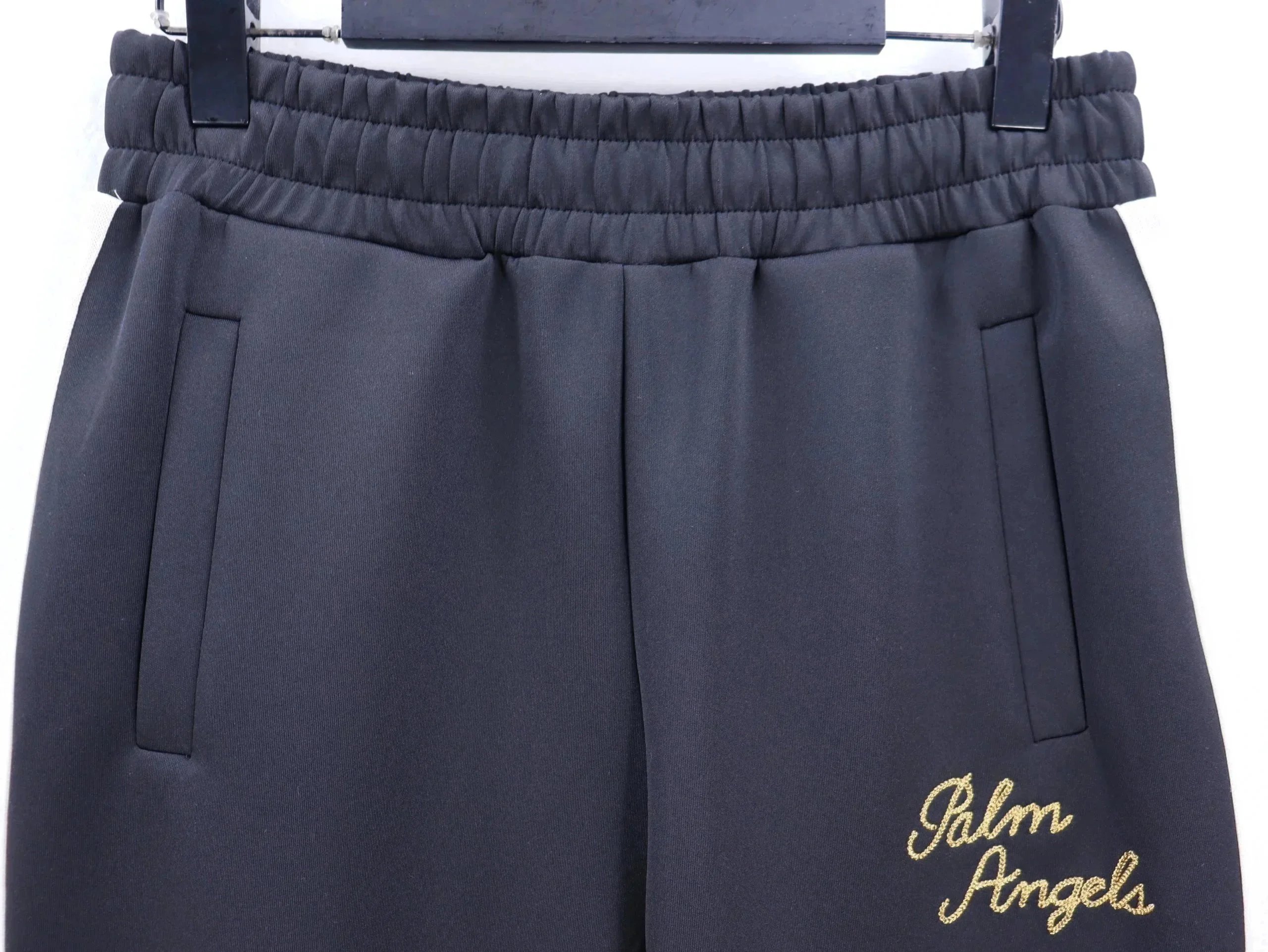 Palm Angels Track Pants Black with White Side Stripes and Gold Embroidery - 3