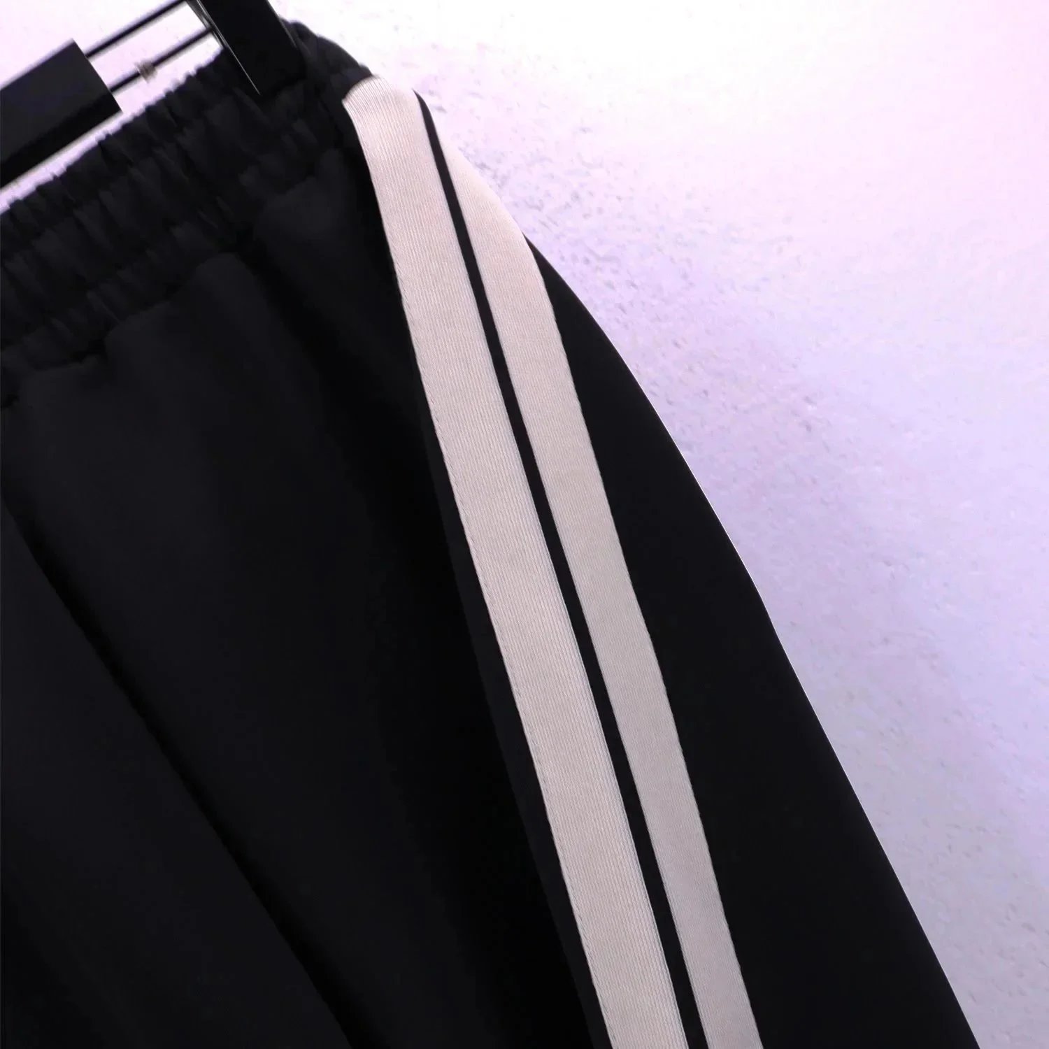 Palm Angels Track Pants Black with White Side Stripes and Gold Embroidery - 4