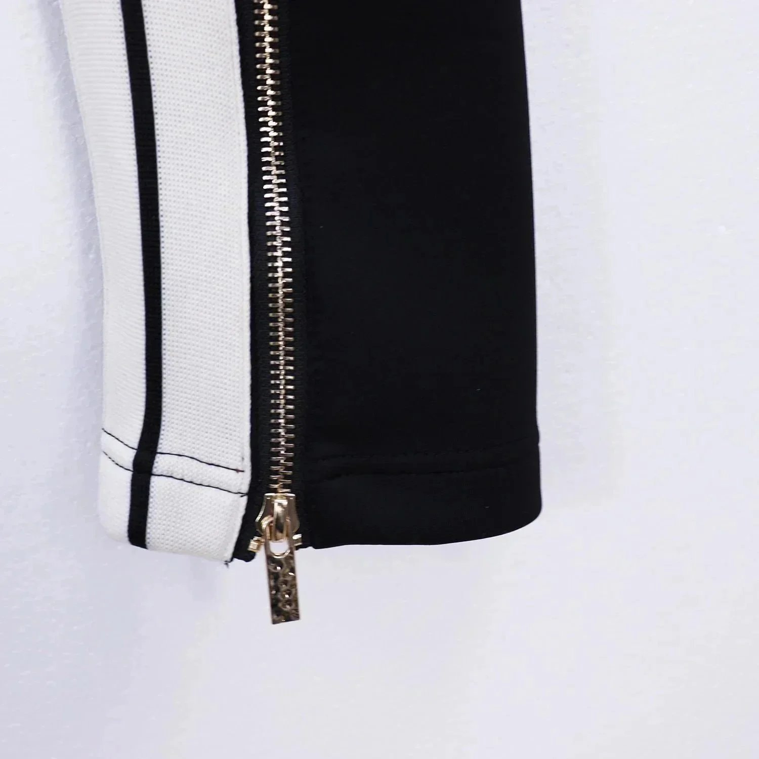 Palm Angels Track Pants Black with White Side Stripes and Gold Embroidery - 9