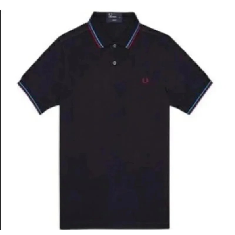 Navy blue with red and blue trim