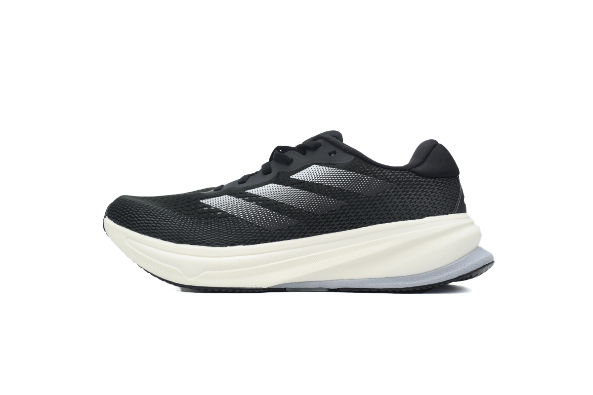 Black and white running shoes