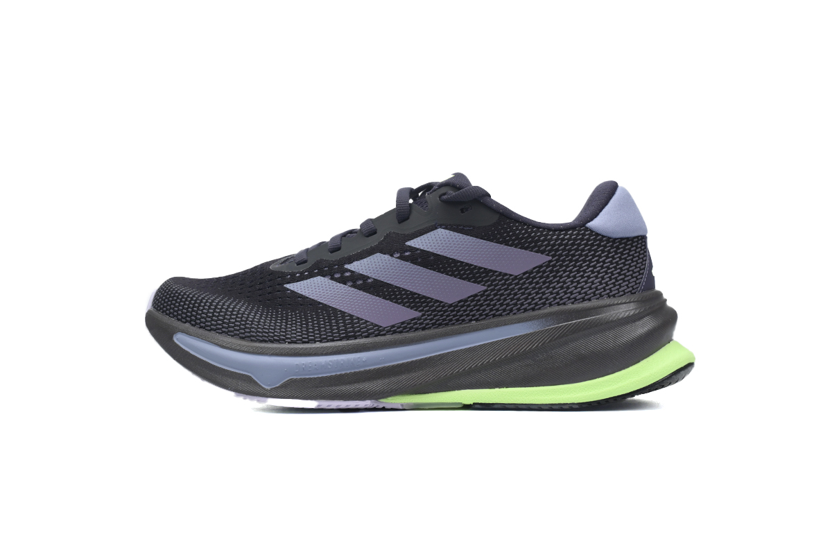 Running shoes in black, gray, and green