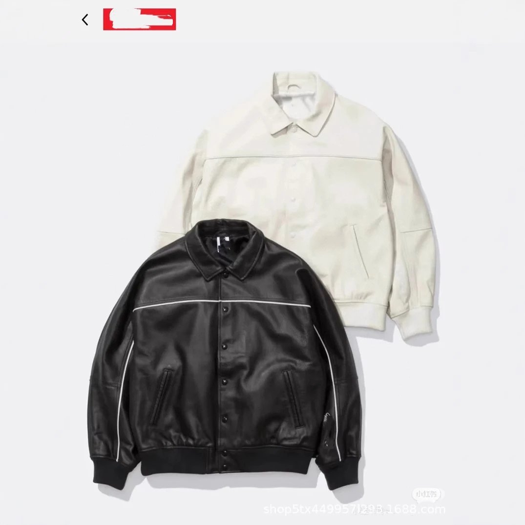 Supreme Leather Jacket Casual Outerwear For Men And Women