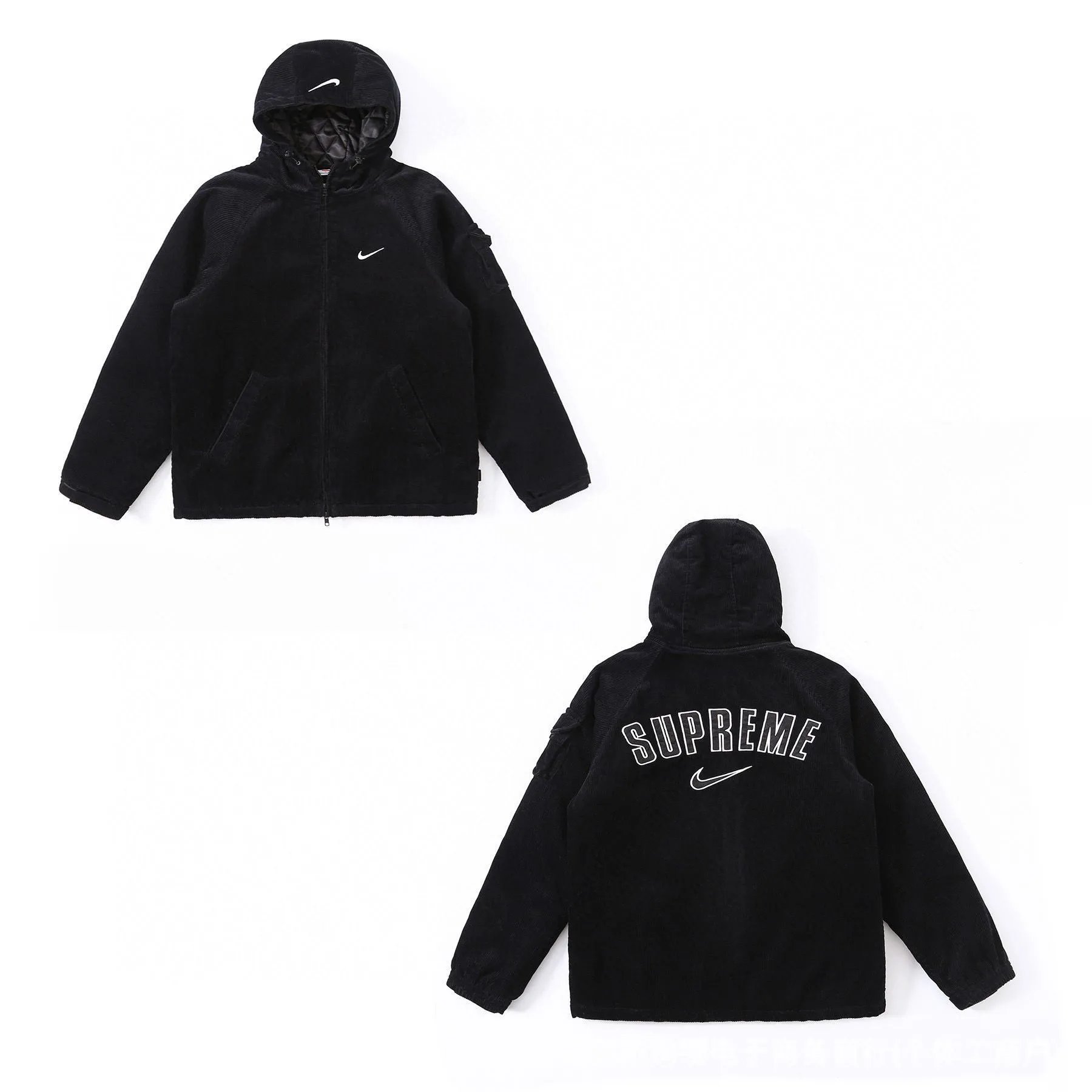 Supreme Corduroy Zipper Hooded Jacket - Cotton Coat For Men And Women Couple Style