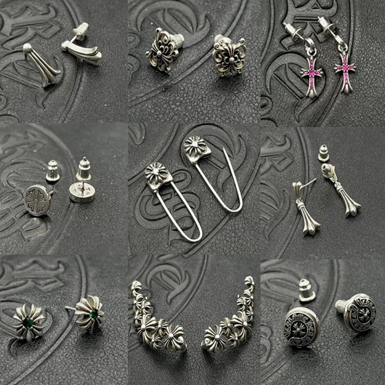 Trendy jewelry Thai silver cross flower scout flower earrings collection earrings pure silver needle exaggerated niche high-end feeling earrings