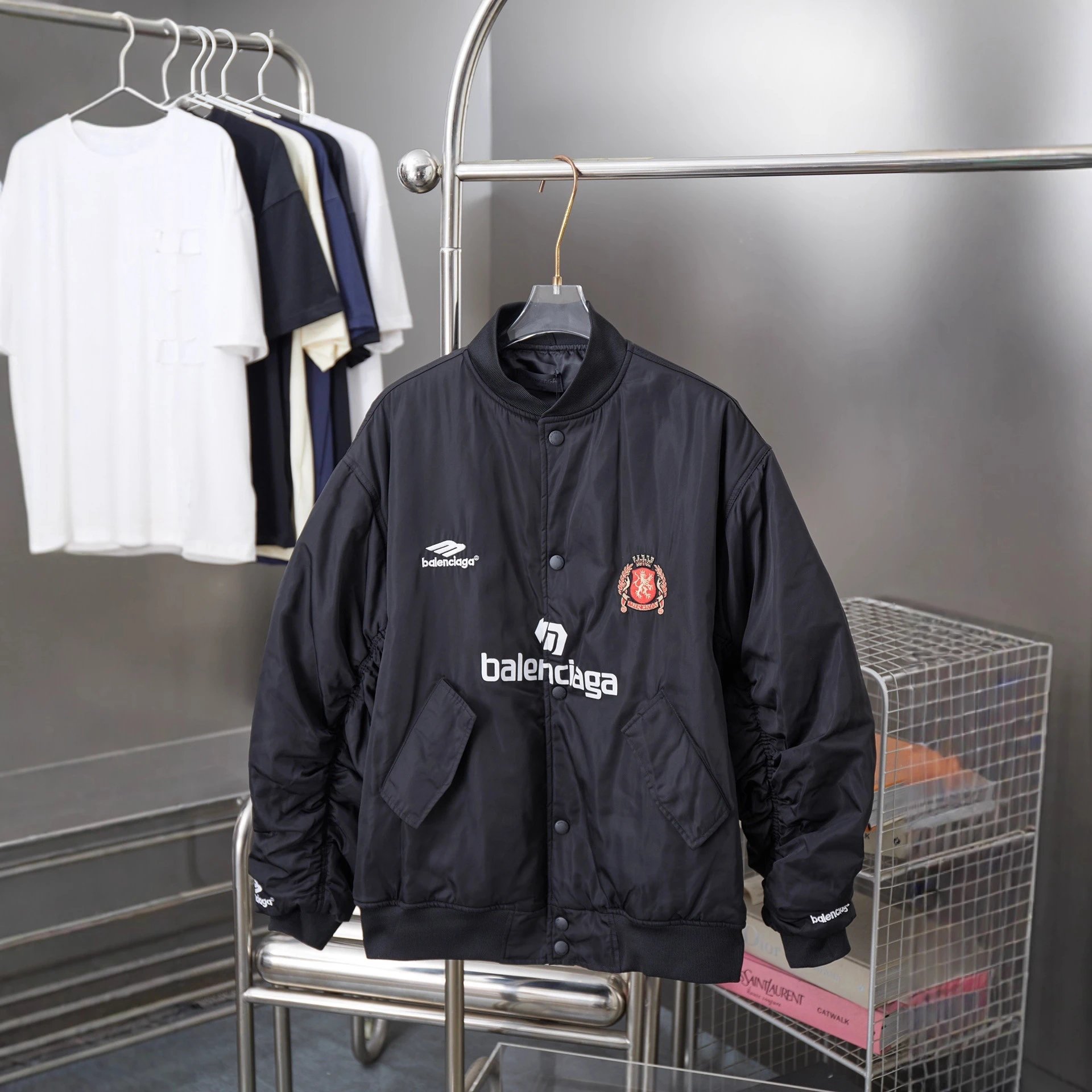 Balenciaga Fall/Winter New Arrival Manchester United Embroidered Baseball Jacket Flight Cotton Jacket