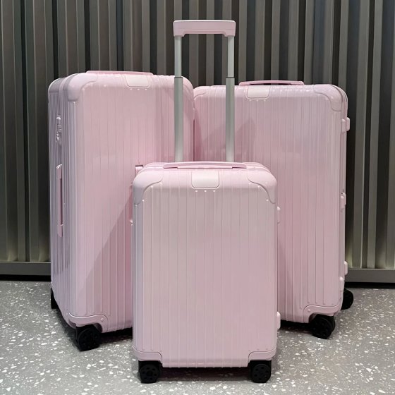 Ballet Pink Square Fat Suitcase R-brand Trunk Carry-on Luggage with Password Lock (Please record an unboxing video when opening the delivery)