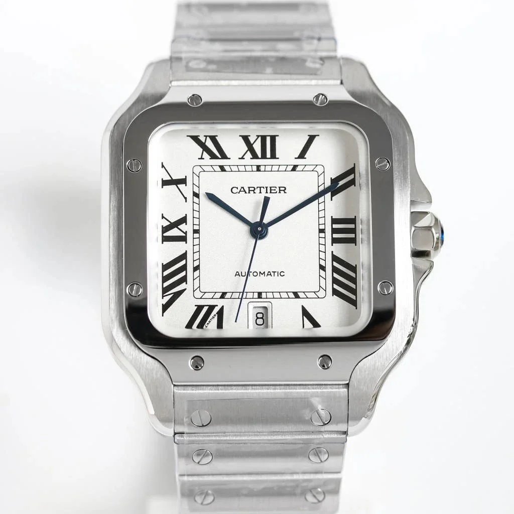 Cartier Santos Stainless Steel, White Dial With Roman Numerals