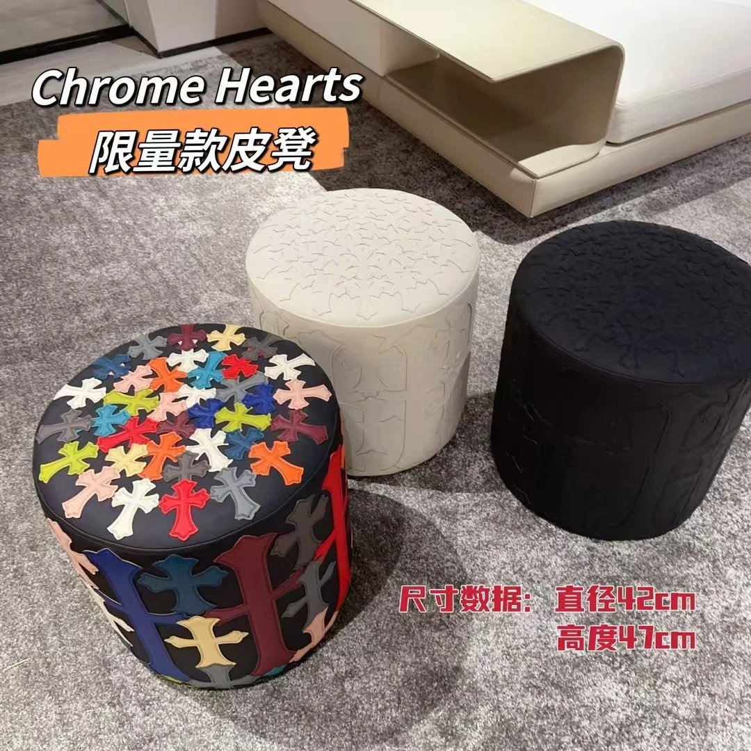 Chrome Hearts Mosaic Round Sofa Table Stool Shoe Trying And Changing Stool Home Decor Piece