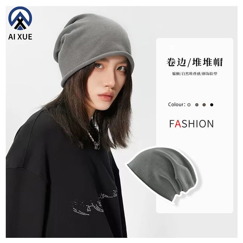 Spring-Autumn Black Wool Beanie