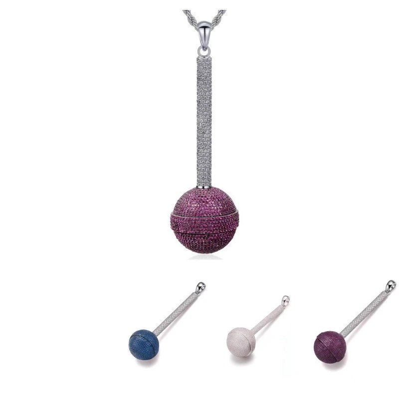 Lollipop Pendant Necklace For Men And Women With Copper And Zirconia