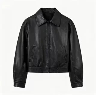 Other Bomber Jacket Leather Gold Zipper Black