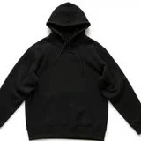 Front yellow pointed convex hook two sleeve yellow line black fabric hooded sweatshirt set 44121710