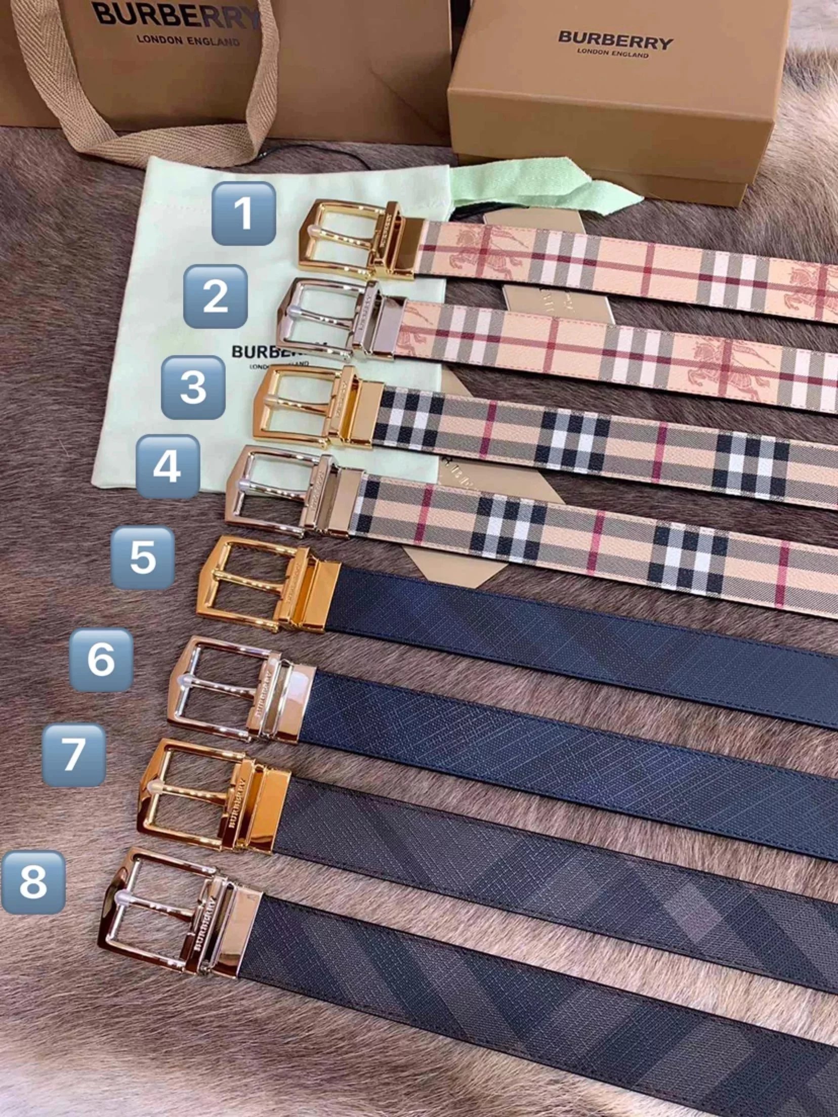 B Ba Men's Genuine Leather Belt Burb Men's and Women's War Horse Checkered Belt Trendy Men's Classic Belt