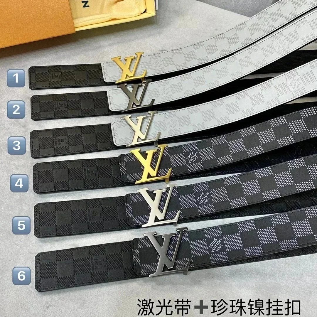 New men's genuine leather belt, cowhide printed business casual double-sided belt, smooth buckle pants belt