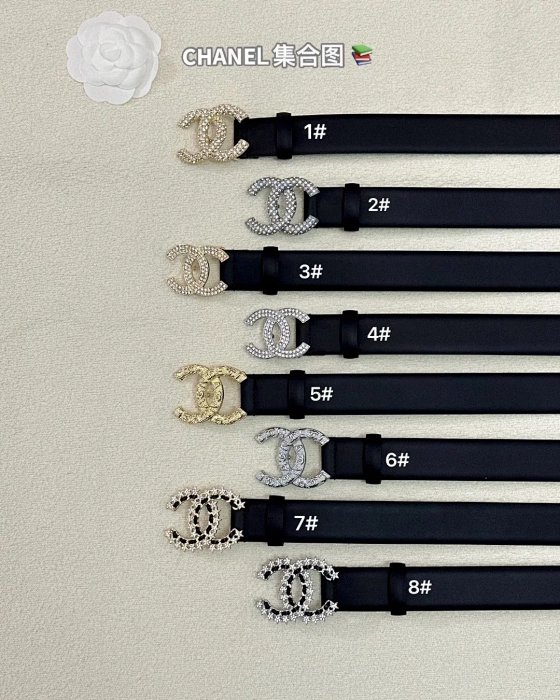 Actual Top Quality Original Factory Direct Chanel Leather Double C Belt with Diamond Series - Double ️𝐂 Buckle with Diamonds, 28mm, Authentic Size