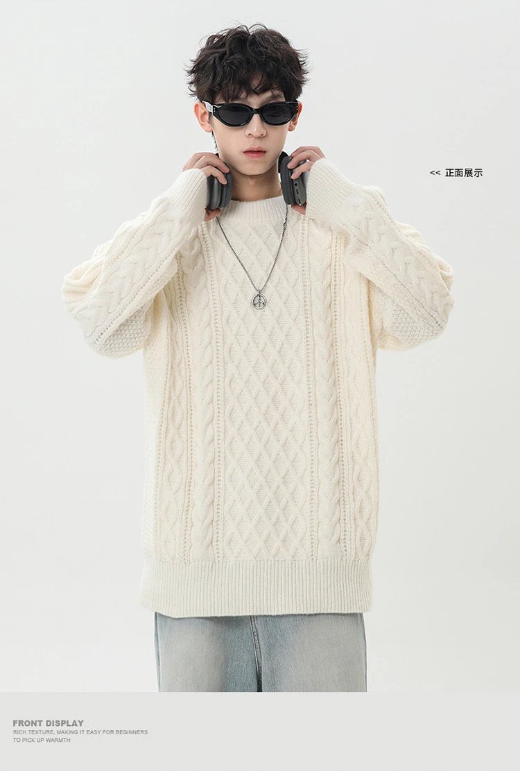 Cable Knit Half-Zip Turtleneck Sweater White - 31