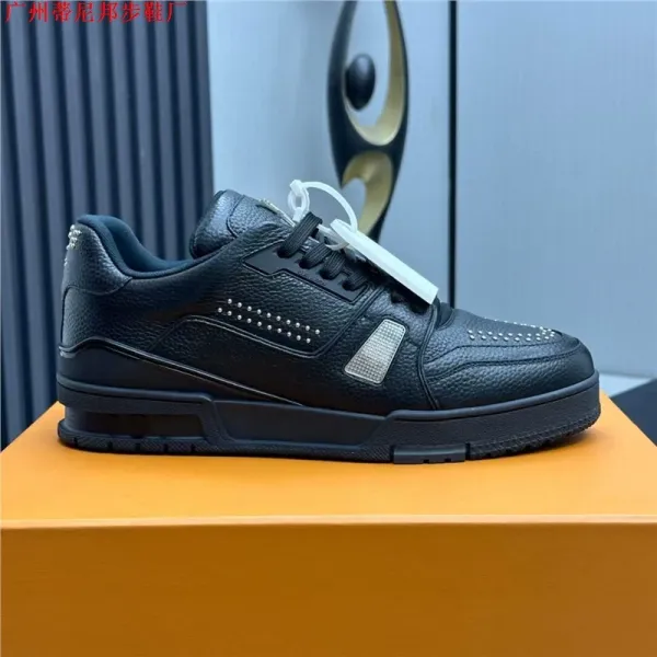Valentino Garavani Rockstud Spike Black Leather Sneakers - 1