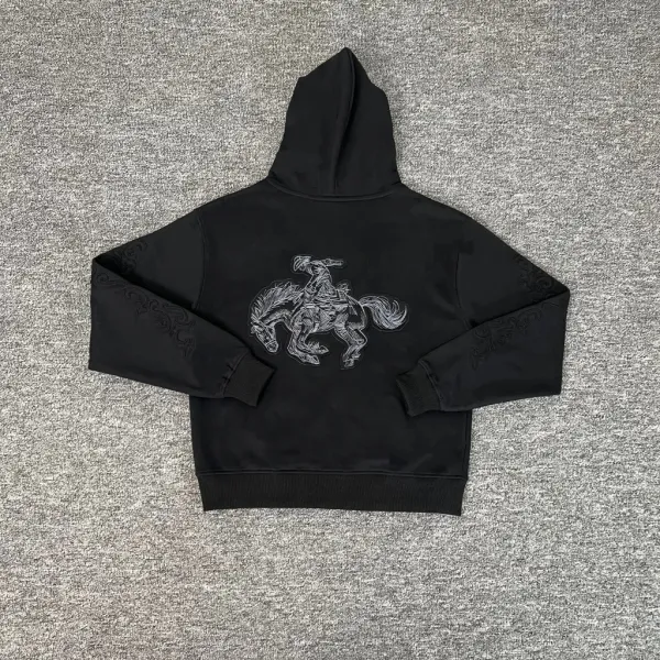 Philipp Plein Cowboy Embroidered Black Hoodie - 1