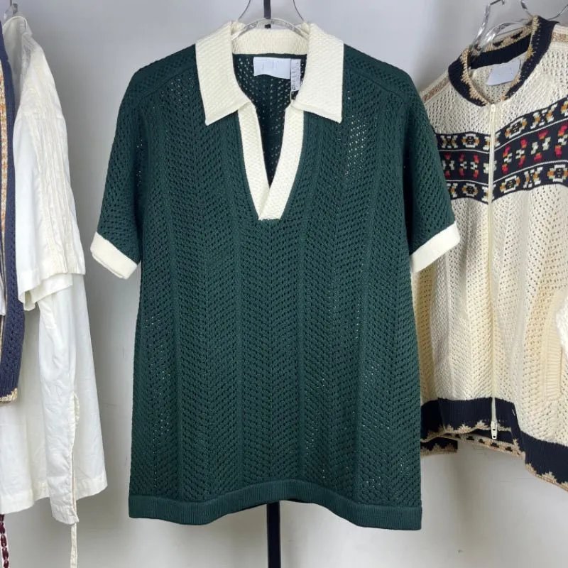 Design Knit Striped Polo in Navy and Cream - 13